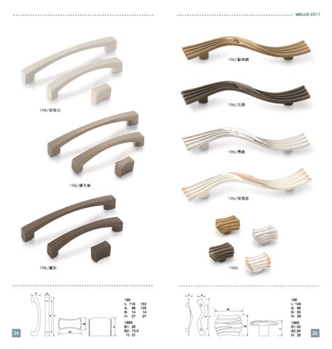 把手(196/歐洲銅/古銀/亮鉻/玫瑰金   198/珍珠白/鎳毛絲/鐵灰)